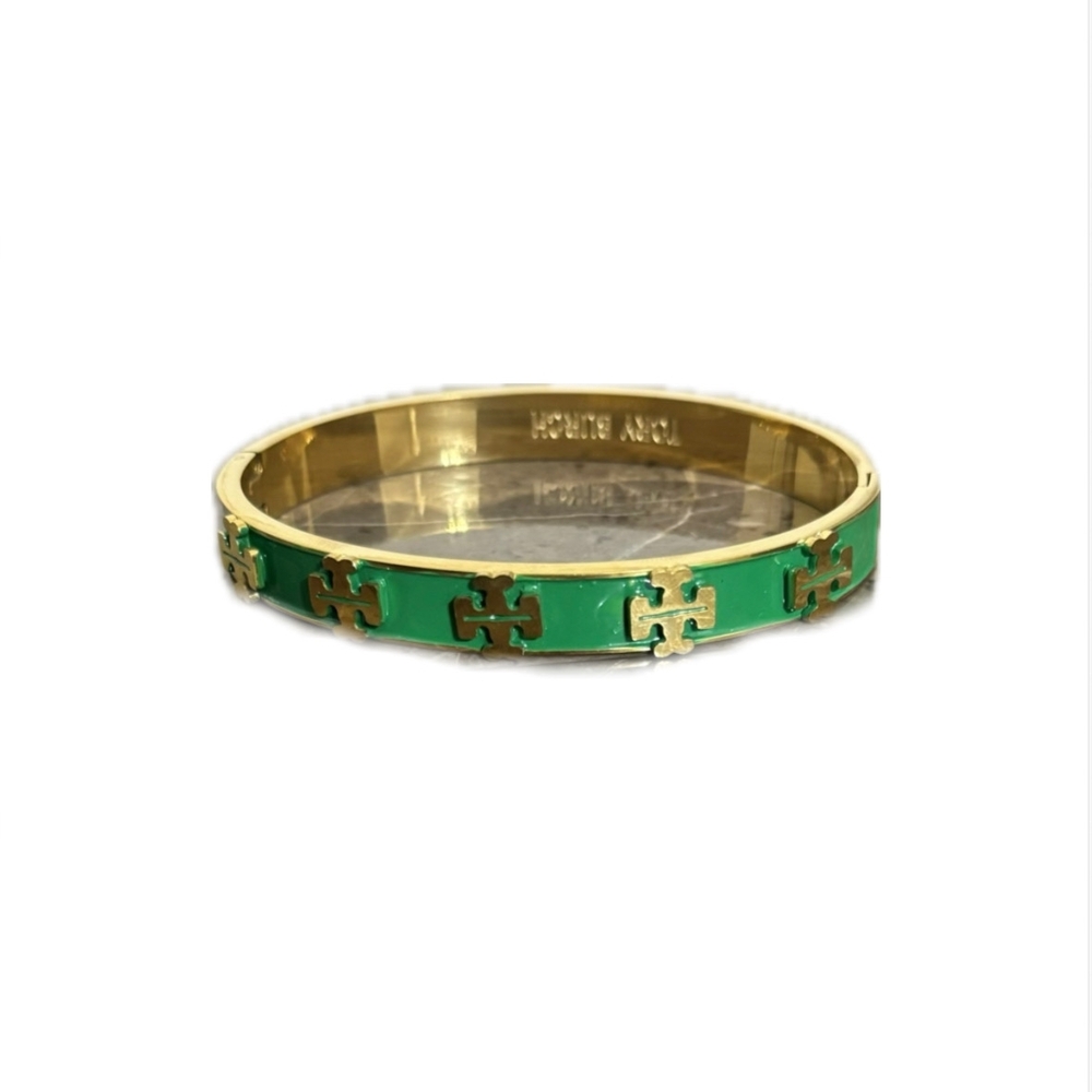 Tory Burch Green and Gold Bangle NEW